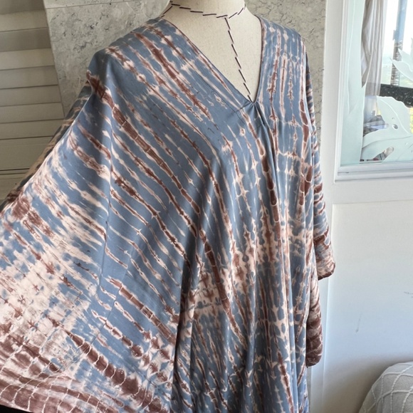 Bluish Brown Tie Dye Kaftan Shibori kaftan - Picture 8 of 10